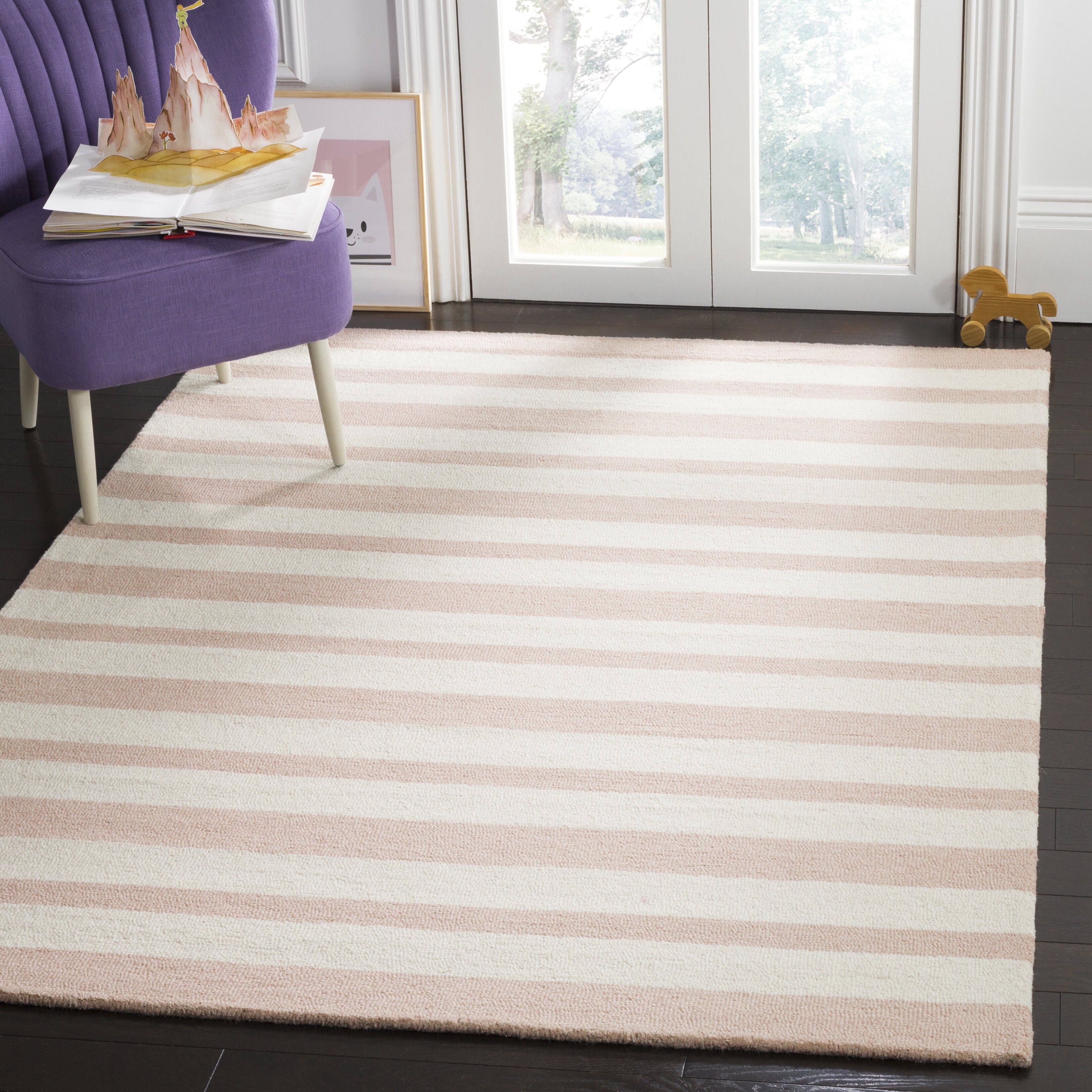 Kruetzen Handmade Wool Pink/Ivory Rug