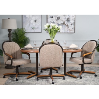 Rattan Swivel Caster Chairs and Table 5 Pieces Dining Set Choice