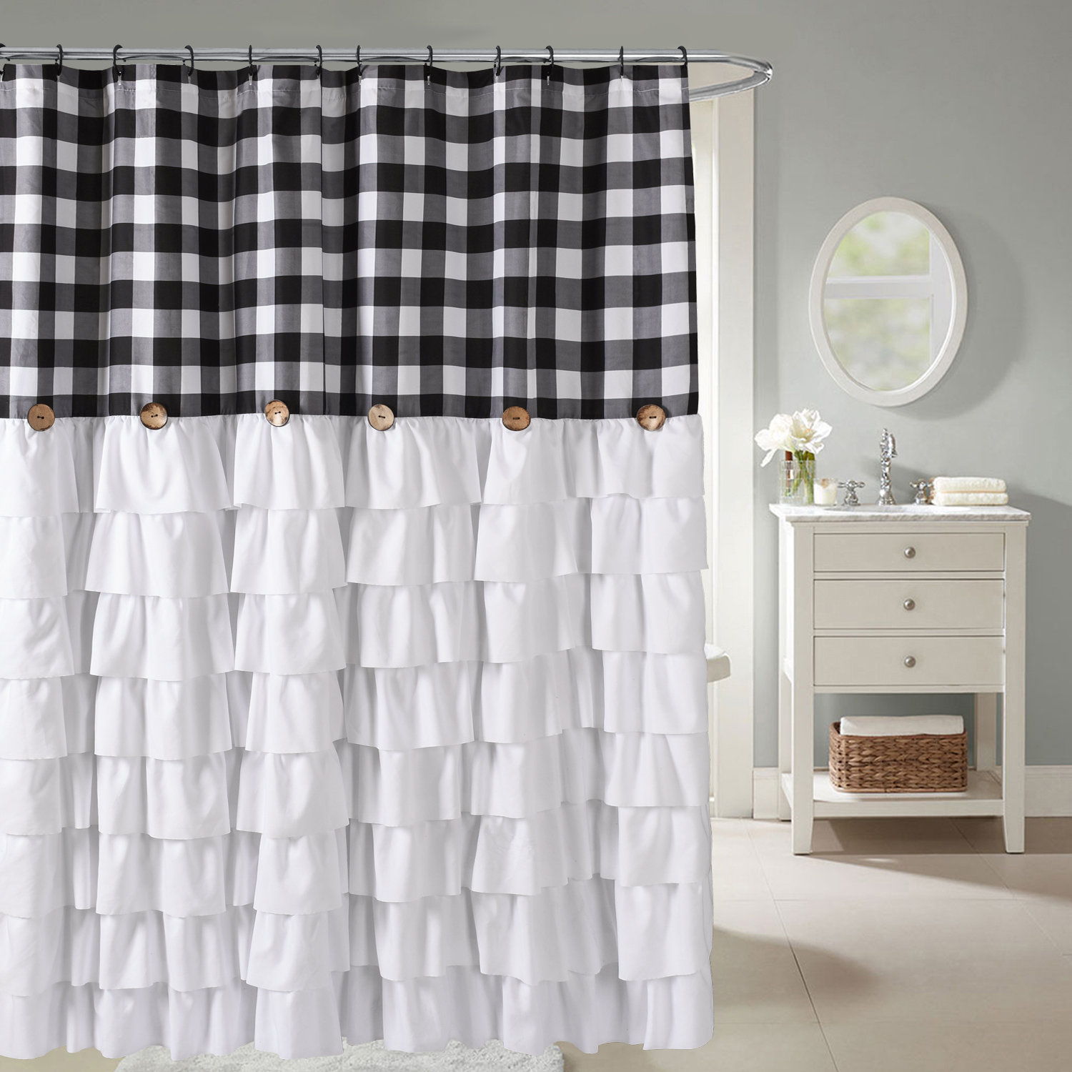 Laniyah Checkered Single Shower Curtain