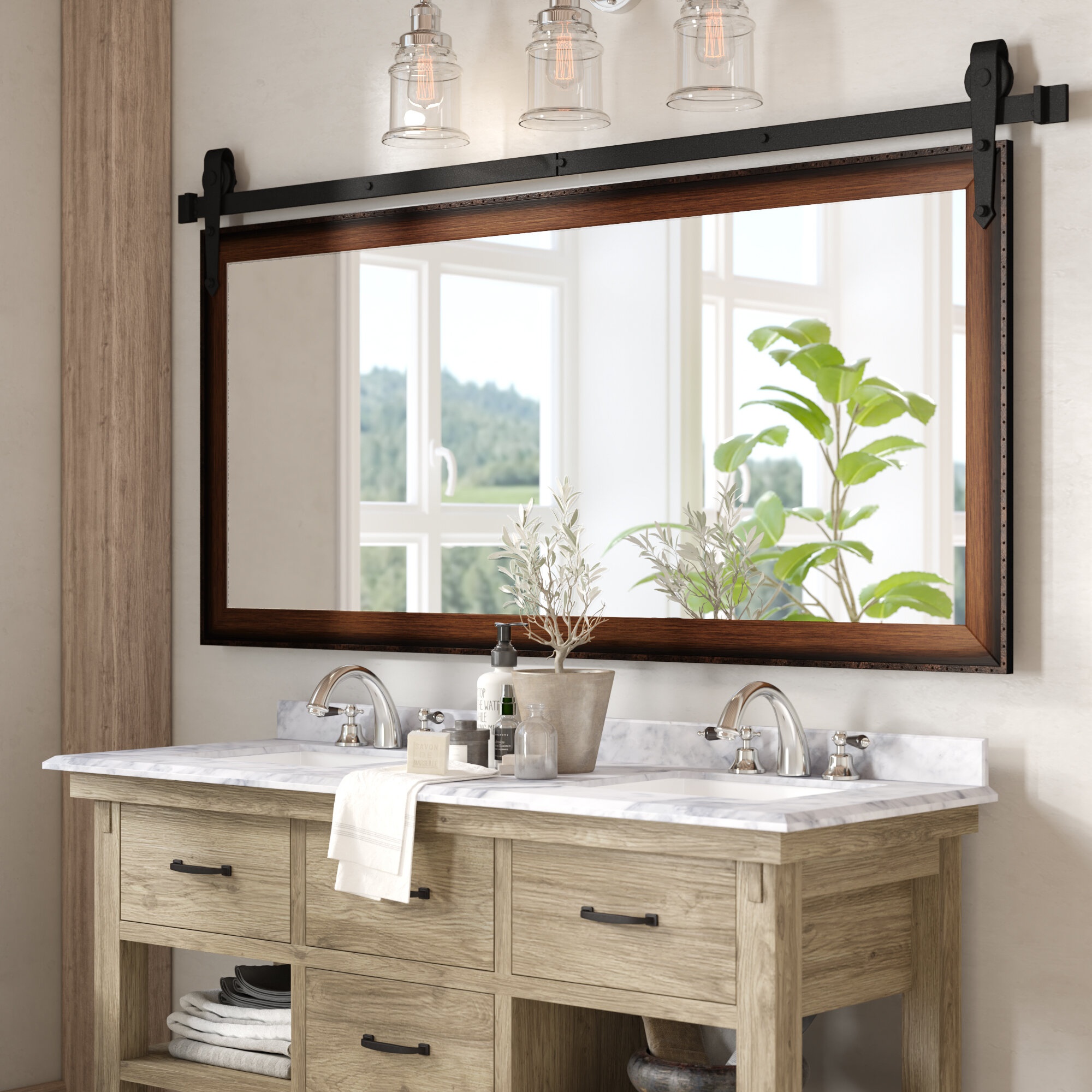 Lanphear Rectangle Wood Wall Mirror