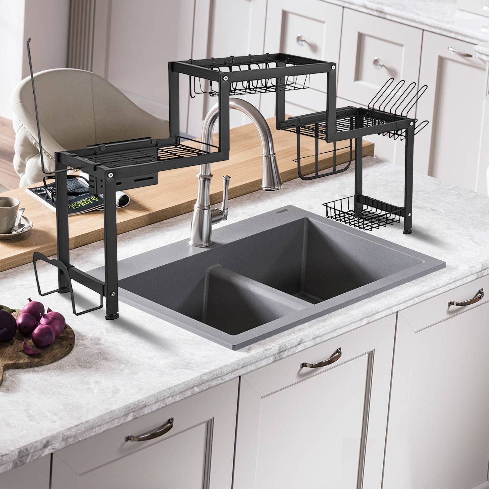 Large Convex over-Sink Stainless Steel Dish Rack