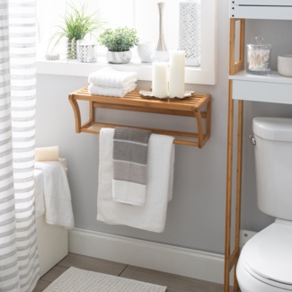 Larock Bamboo Accent Shelf With Towel Bar
