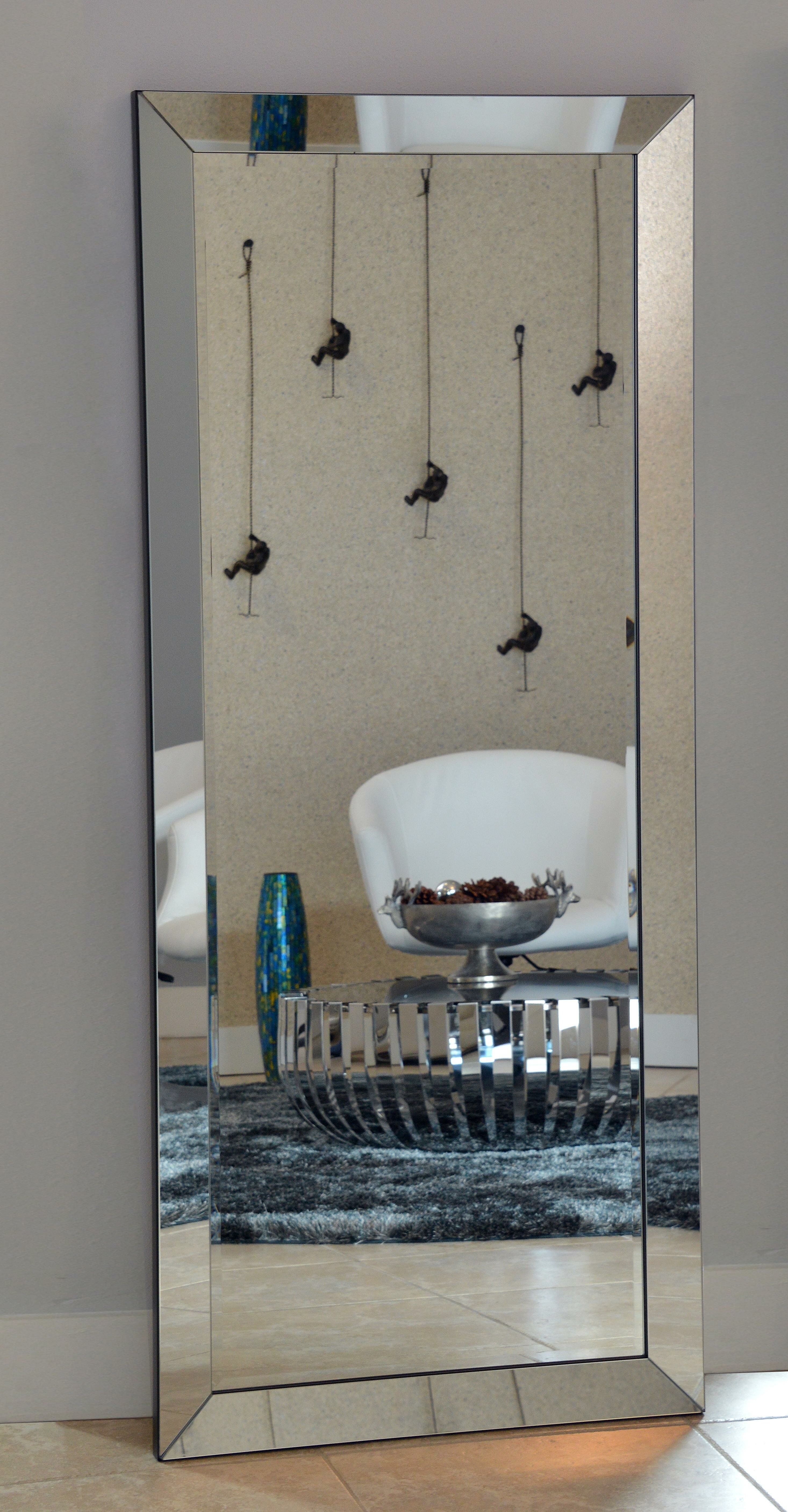 Laux Mirrored Bevel Frame Full Length Beveled Mirror Rectangle Beveled Edge Mirror Large Beveled