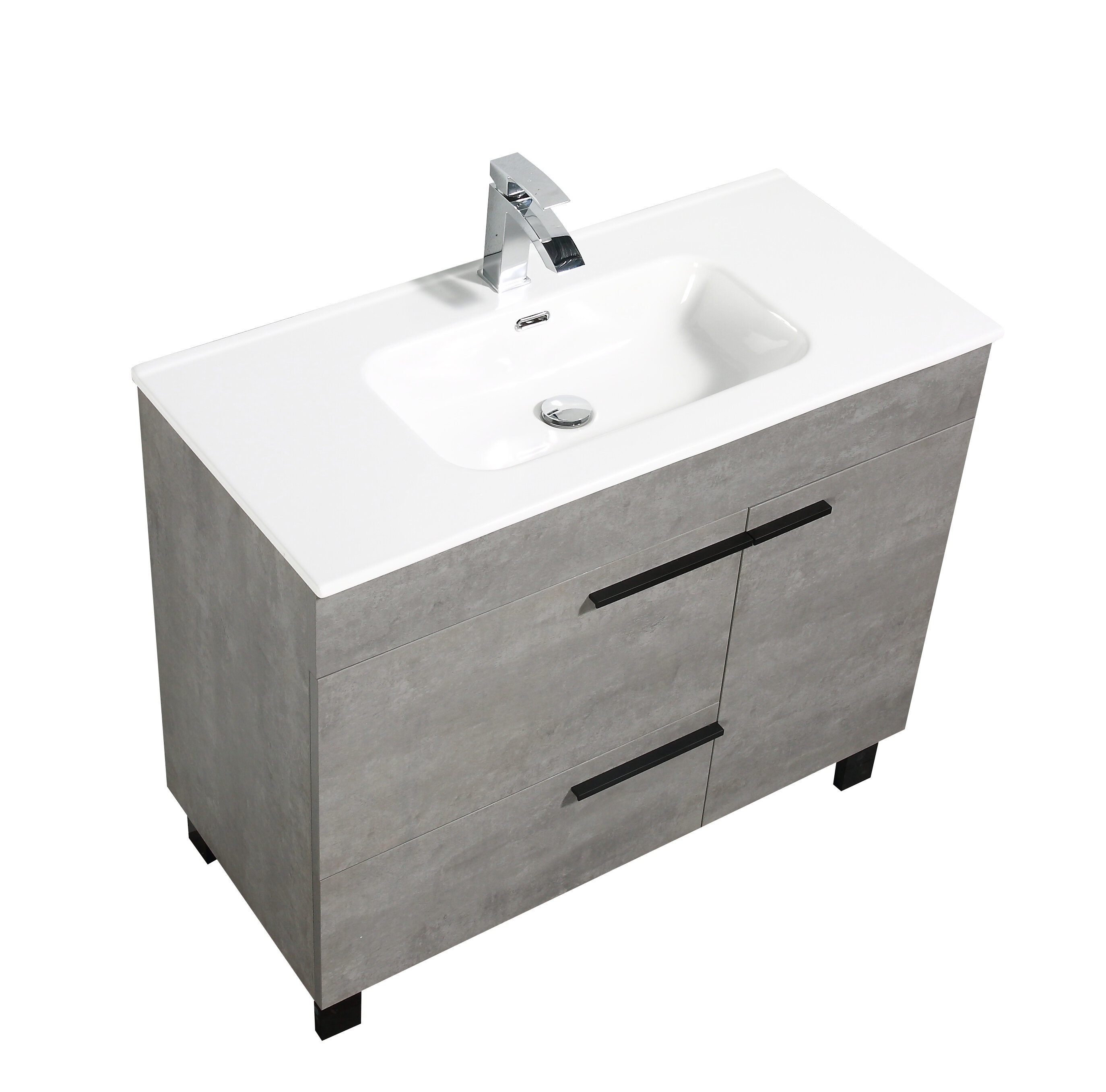 Lefkowitz 40'' Free-standing Single Bathroom Vanity with Ceramic Vanity Top