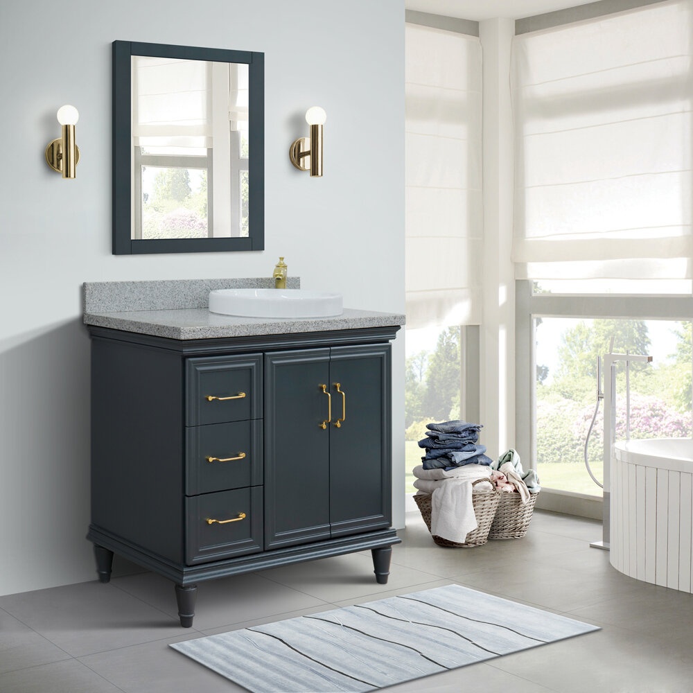 Levens 37'' Free-standing Single Bathroom Vanity with Granite Vanity Top
