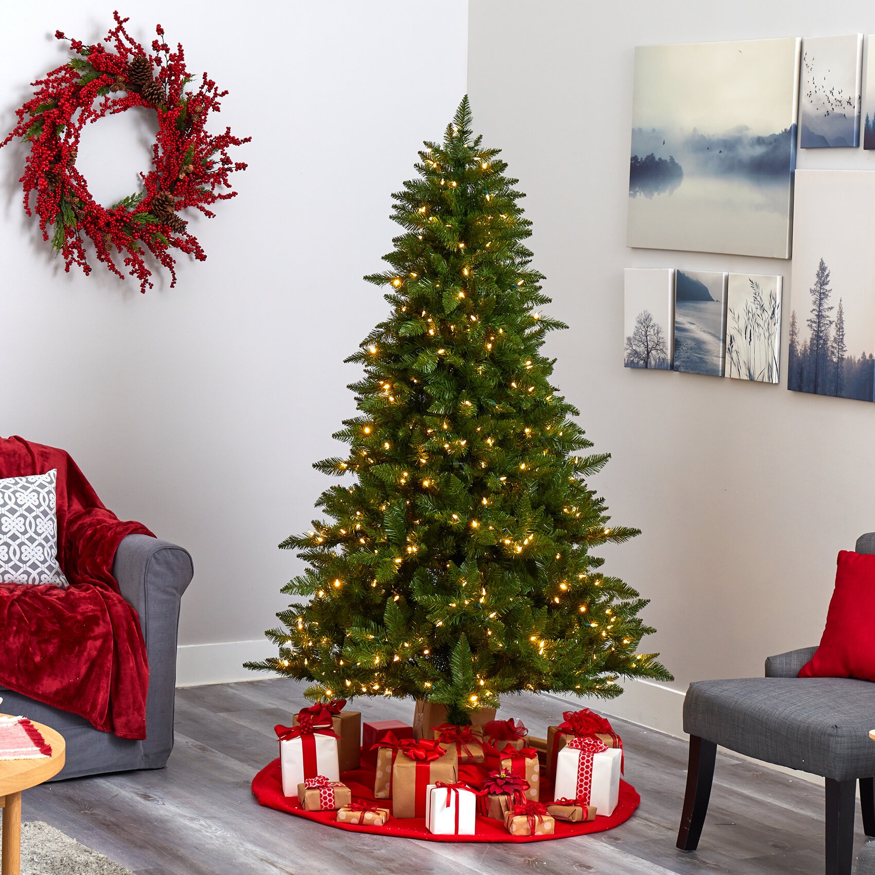 Lighted Artificial Spruce Christmas Tree