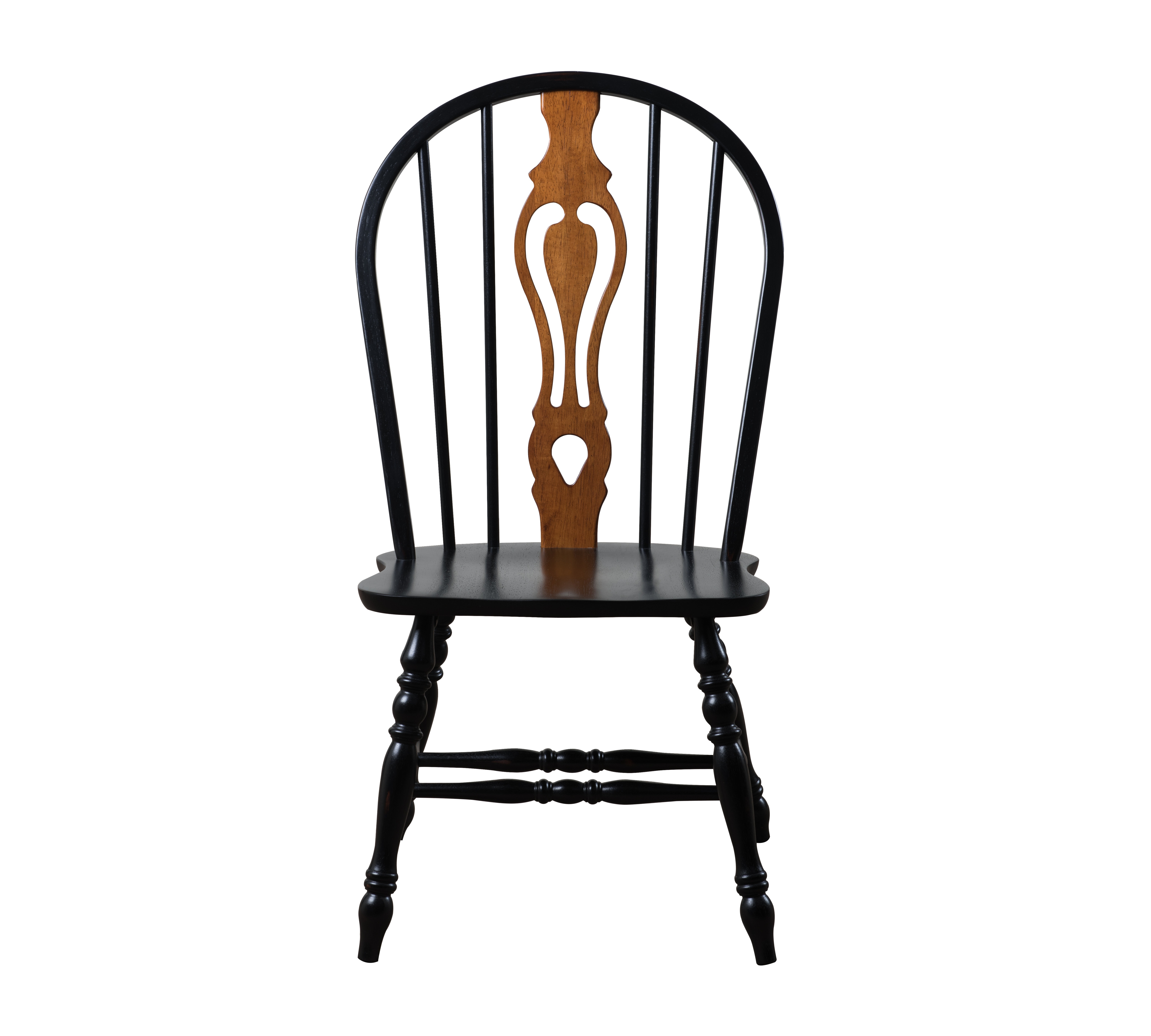 Liudger Solid Wood Windsor Back Side Chair in Antique Black; Cherry