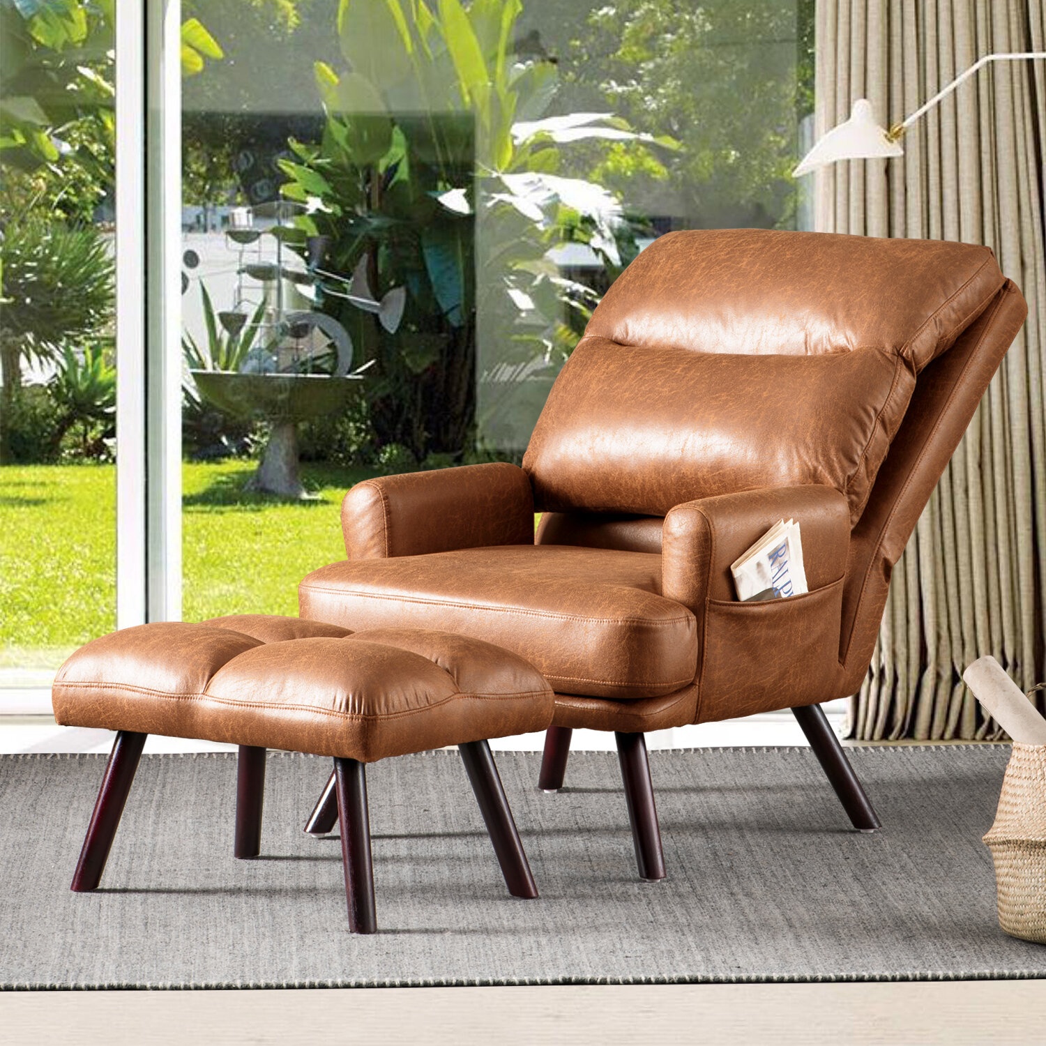 Livi Vegan Leather Recliner with Ottoman
