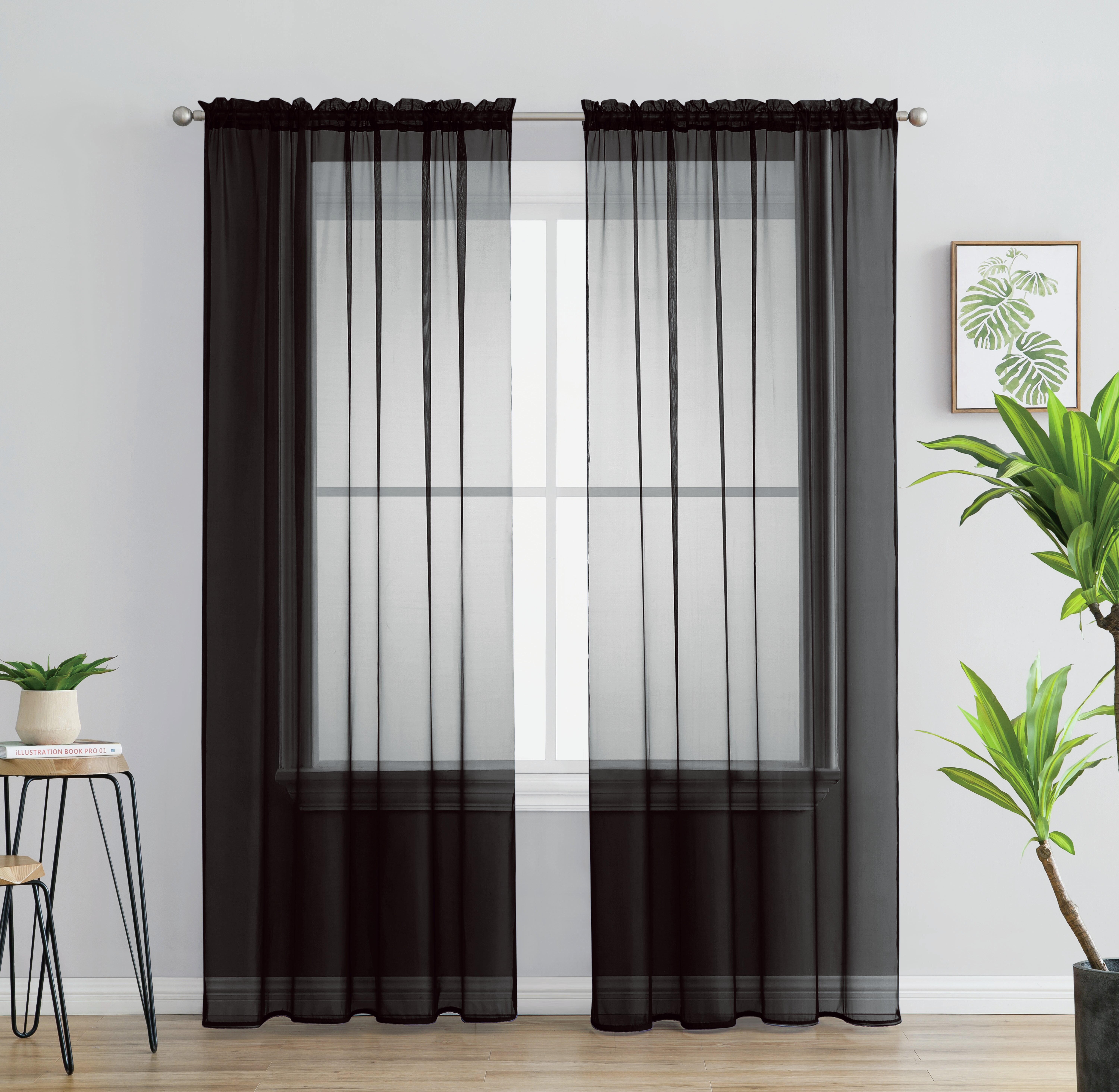 Luciano Polyester Sheer Curtain Pair