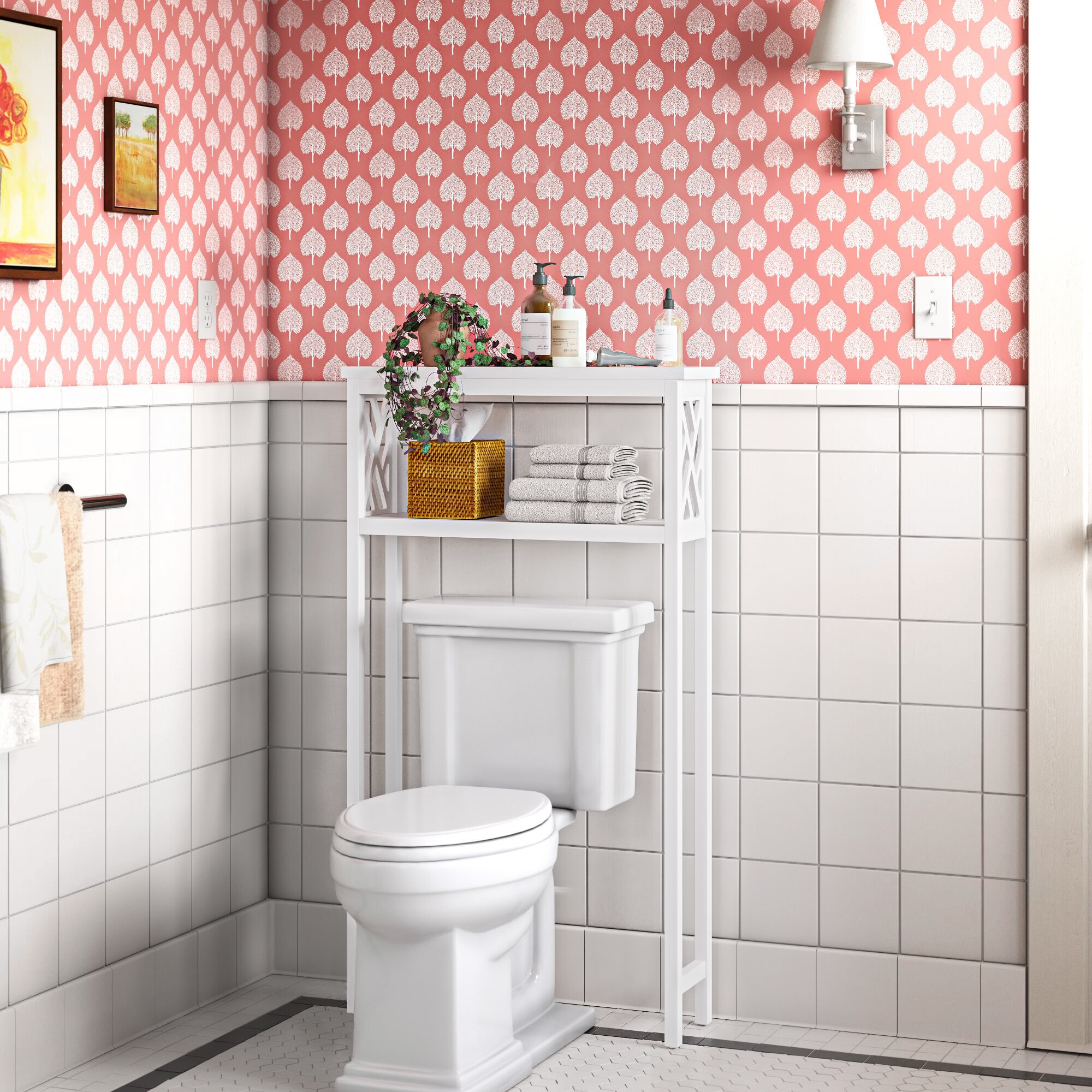 LUND Solid Wood Freestanding Over-The-Toilet Storage
