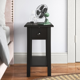 Lundgren 22.75'' Tall End Table with Storage and Built-In Outlets