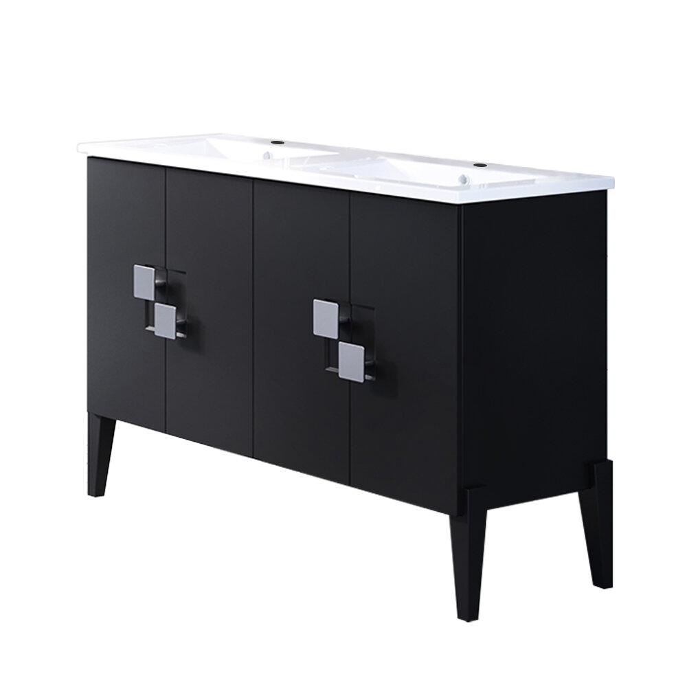Lundon 48'' Free-standing Double Bathroom Vanity with Ceramic Vanity Top