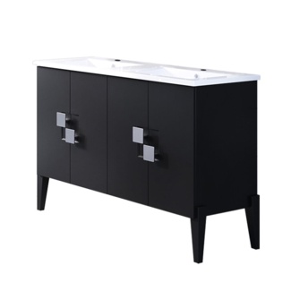 Lundon 48'' Free-standing Double Bathroom Vanity with Ceramic Vanity Top