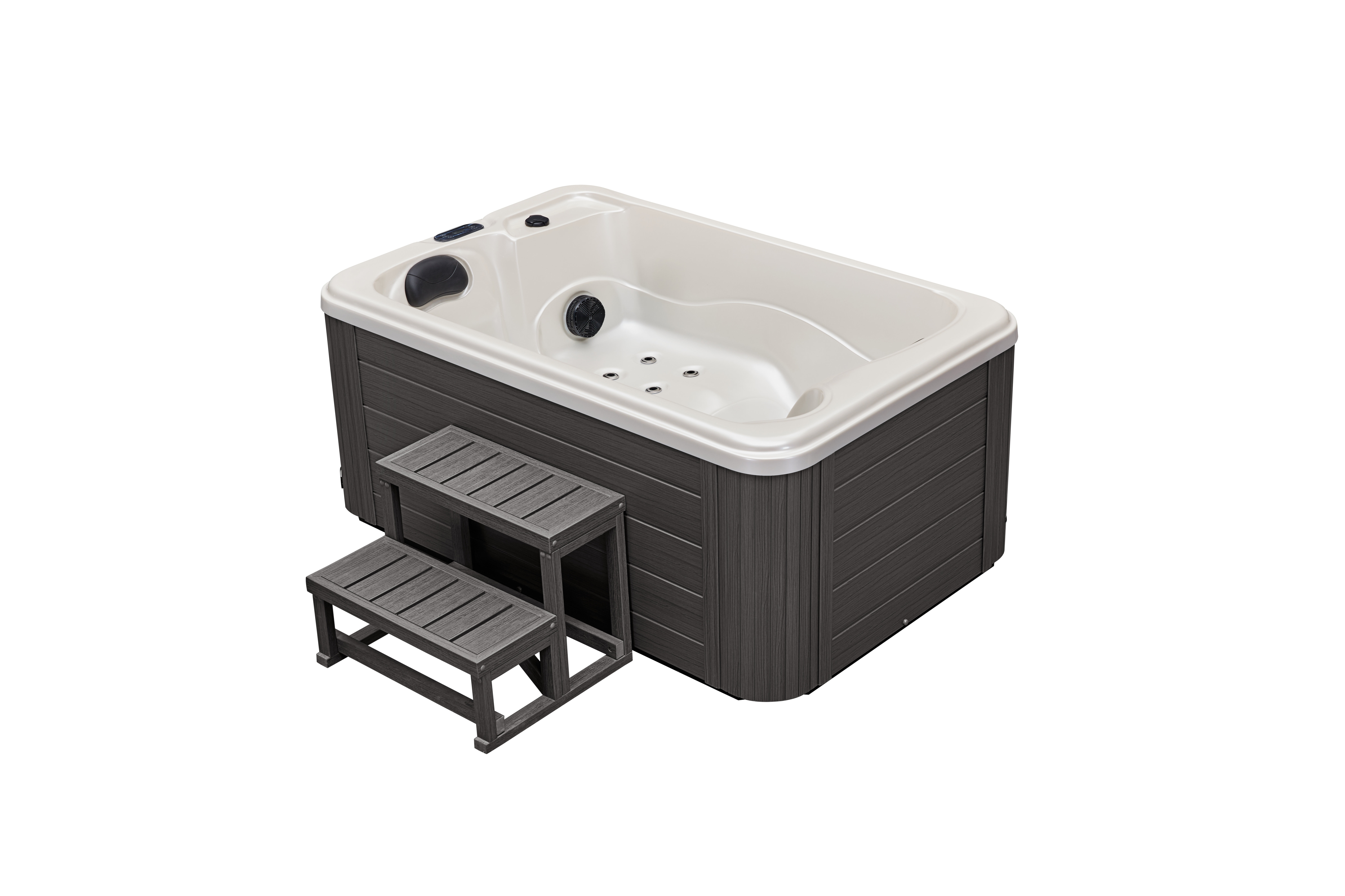 Luxury Spas 2 - Person 15 - Jet Rectangular Hot Tub with Ozonator in Gray