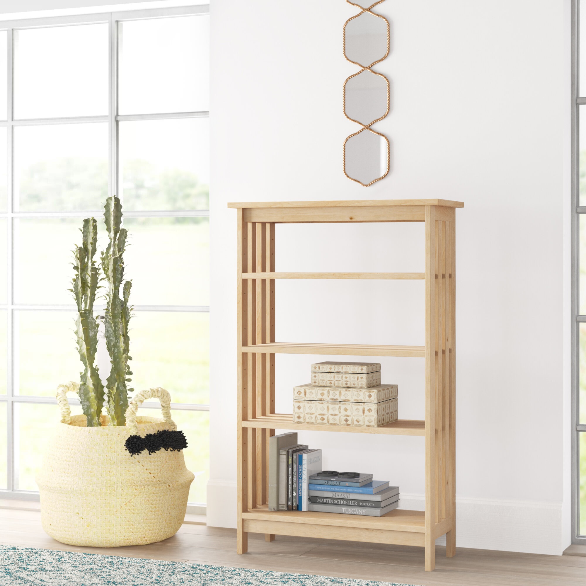 Lynn 48'' H x 30'' W Solid Wood Etagere Bookcase