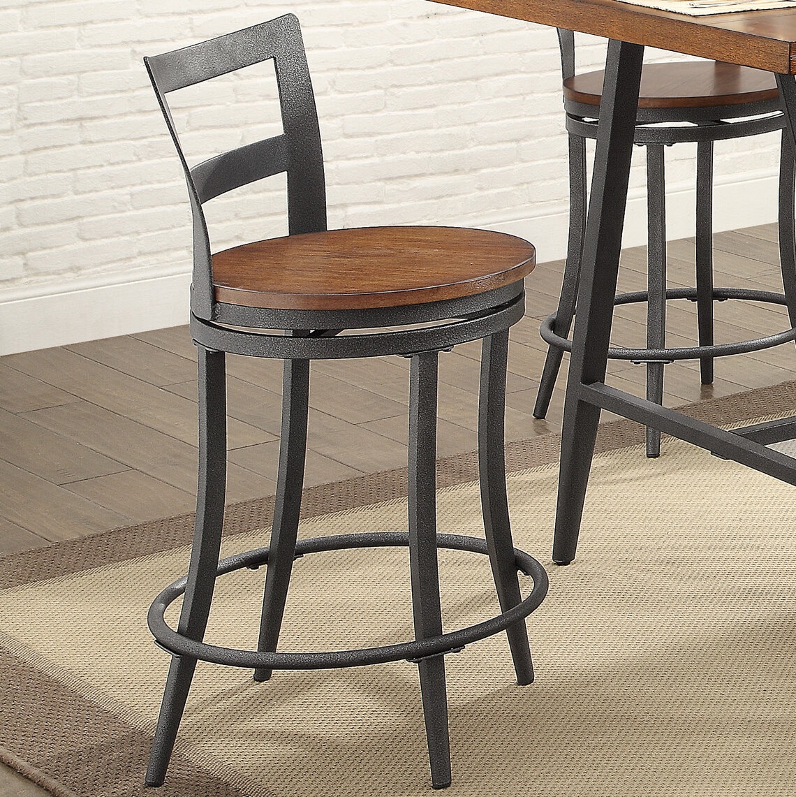 Mack Swivel Solid Wood 24" Counter Stool