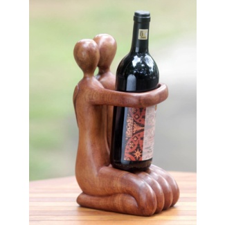 Manal Solid Wood Tabletop Wine Bottle Rack in Brown