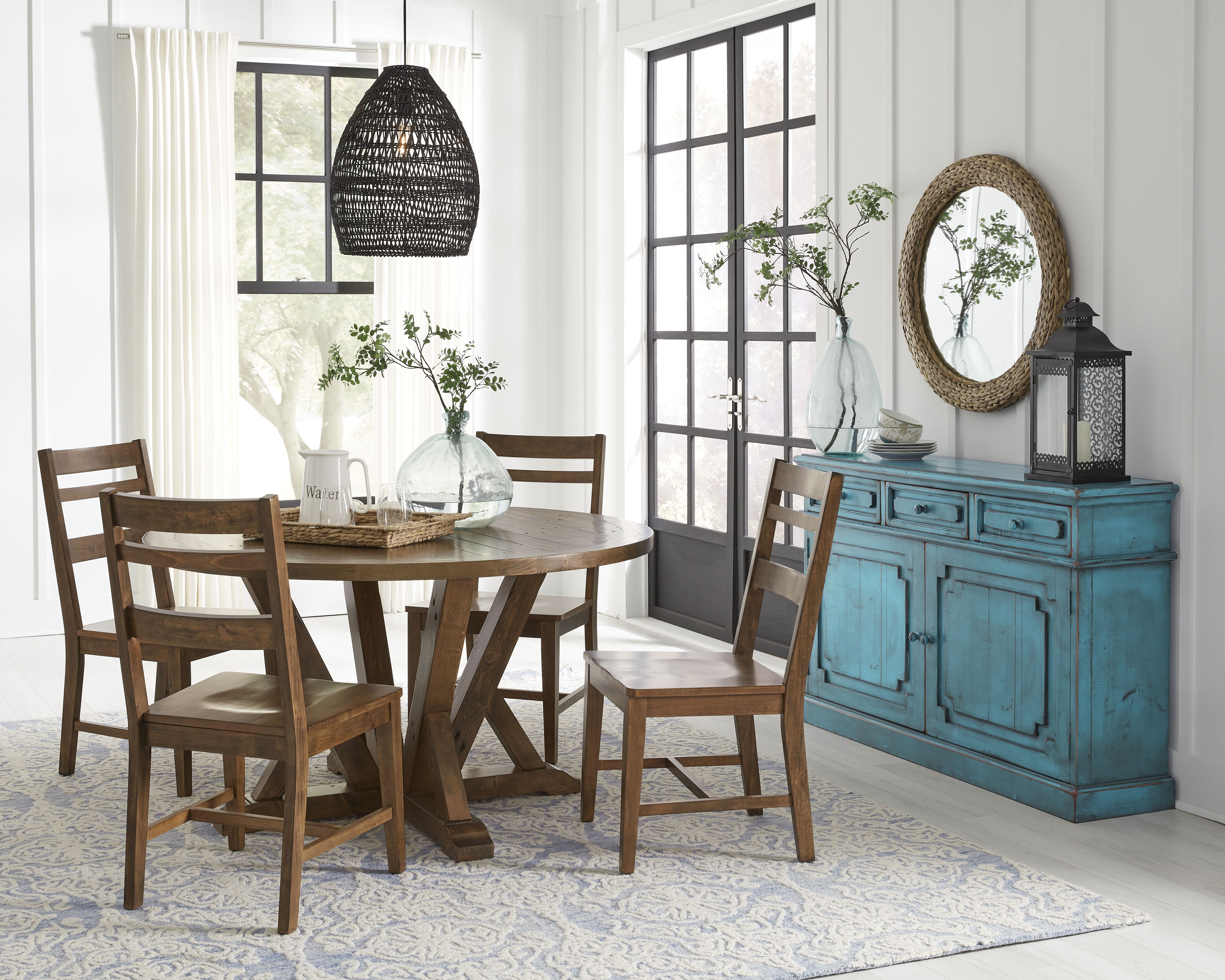 Marius 4 - Person Pine Solid Wood Dining Set