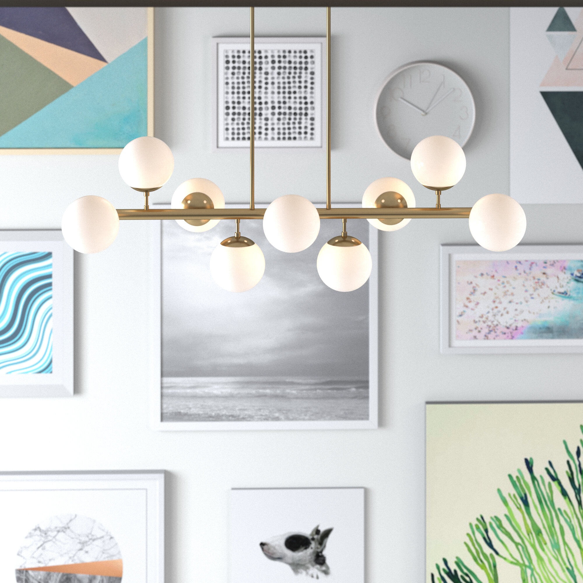 Marvale 9 - Light Kitchen Island Modern Linear Pendant