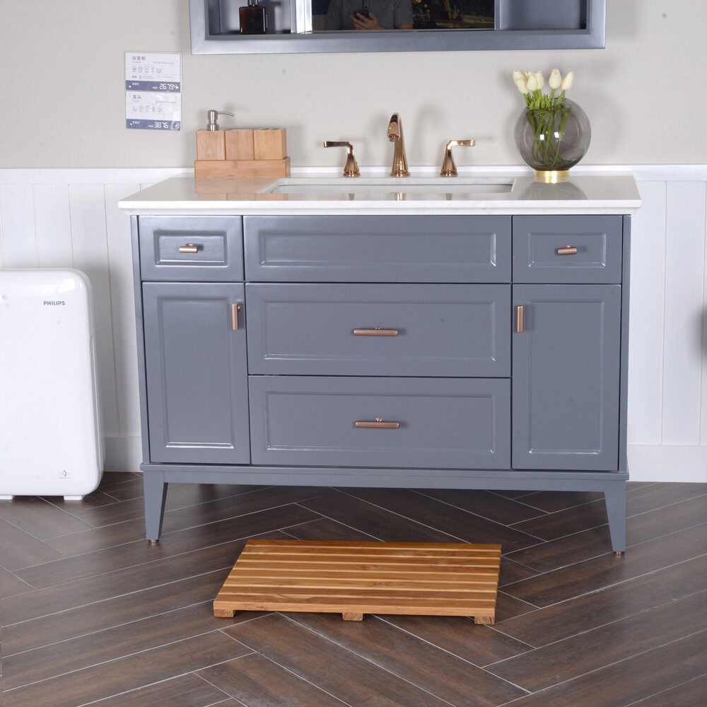 Mccollough Teak Rectangle Teak & Wood Reversible Shower mat