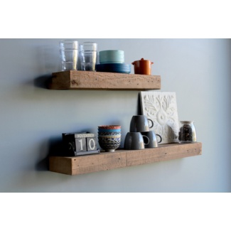 Mcfarlane 2 Piece Reclaimed Barn Wood Solid Wood Floating Shelf