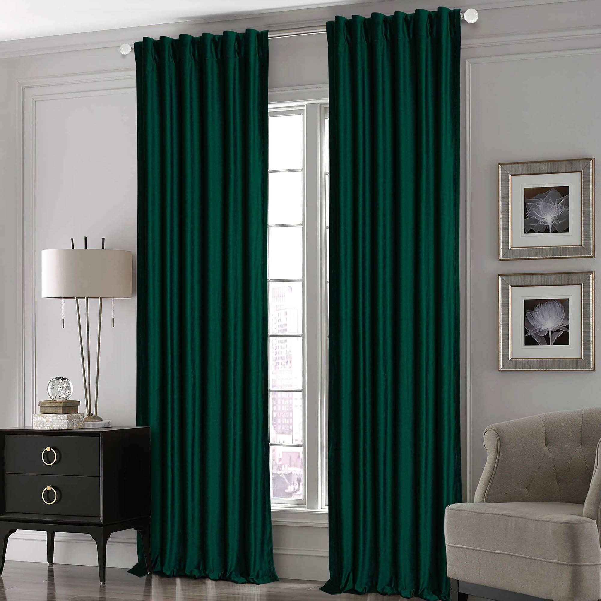Mckyla Silk Room Darkening Curtain Pair