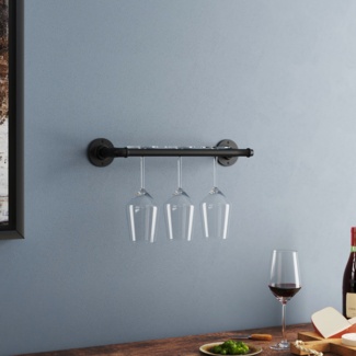 Mctaggart Wall Mounted Wine Glass Rack in Black