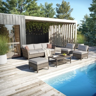 Metal 5 - Person Seating Group with Cushions