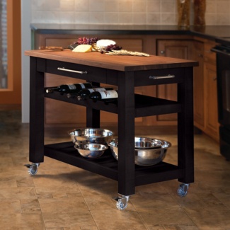 Metro 36'' Wide Rolling Kitchen Island with Solid Wood Top