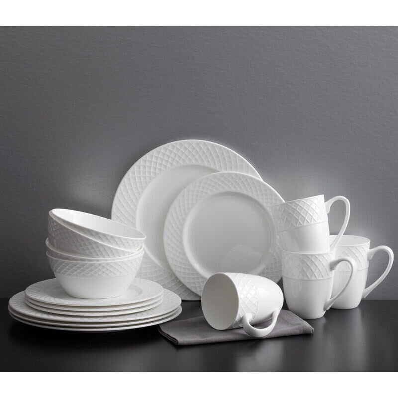 57 Piece Black and White Dinnerware Set-New Bone China Service for