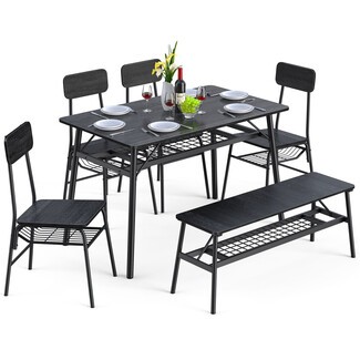 Modern Black Dining Table With Bench