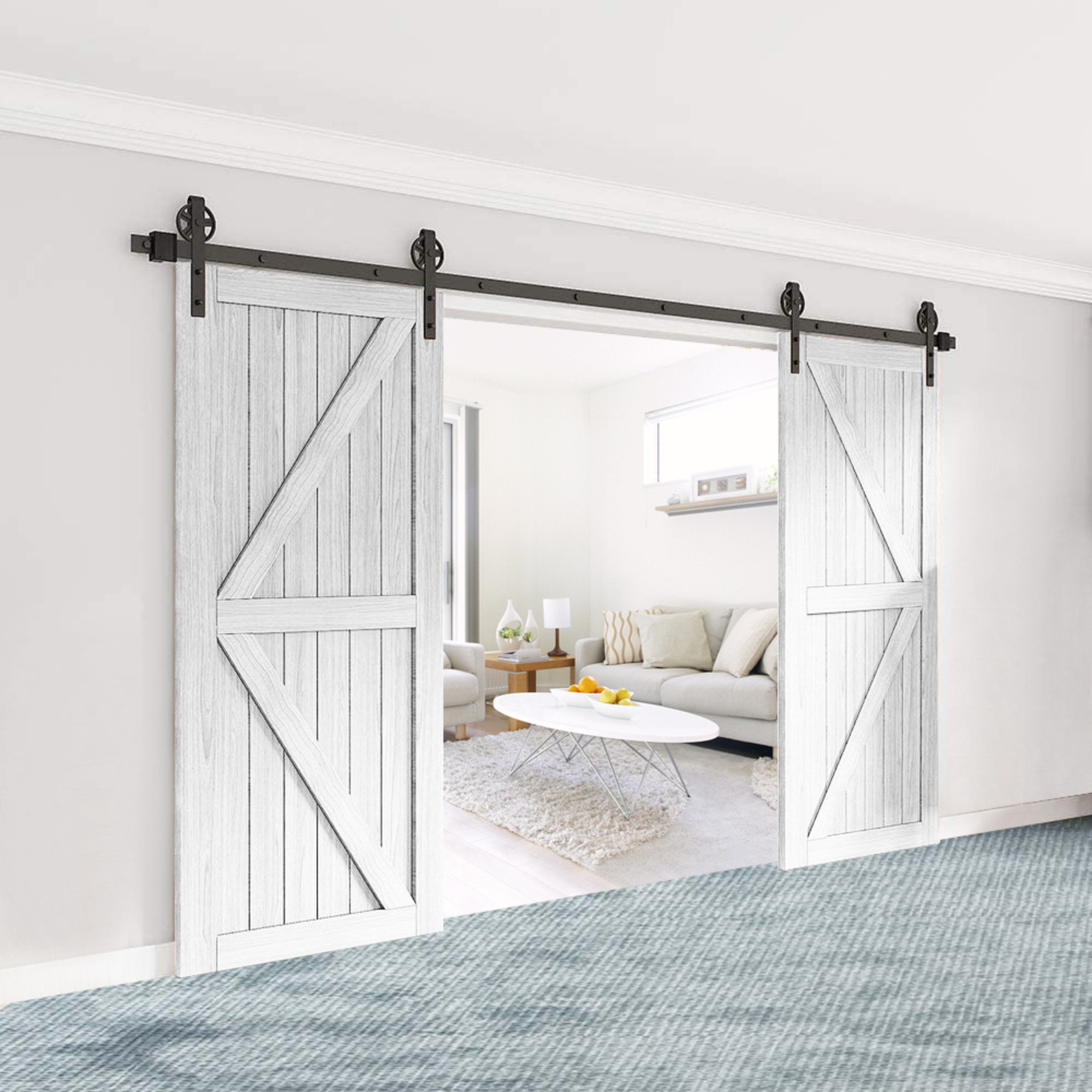 Modern Standard Double Barn Door Hardware Kit