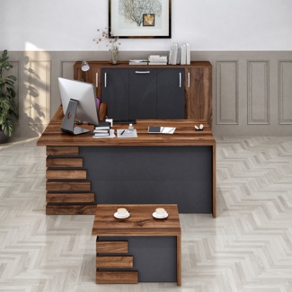 Motte 3 Piece L-Shape Executive Desk Office Set with Hutch