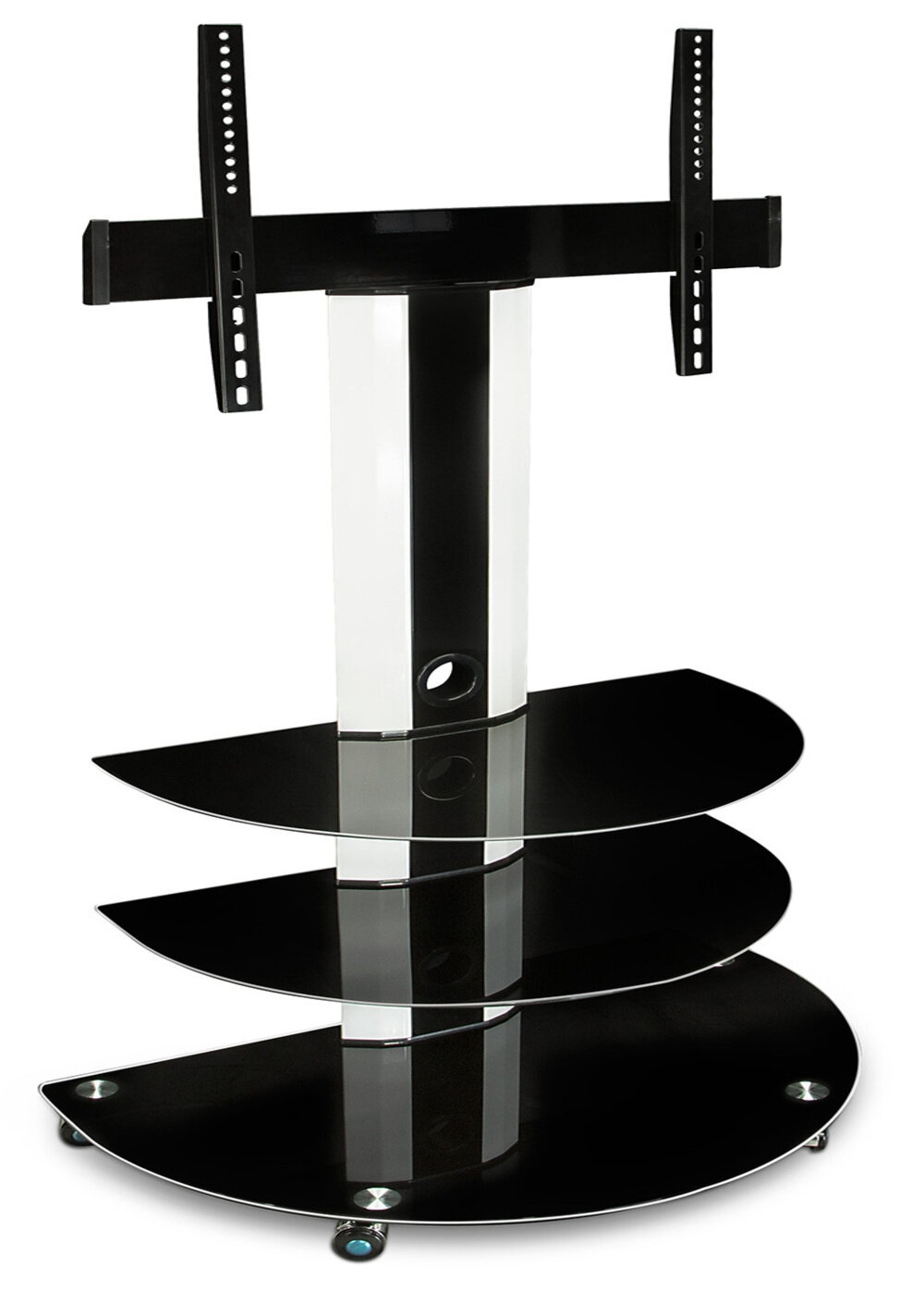 Mount-It Black Floor Stand Mount for Screens with Shelving, Holds up to 88 Lb.