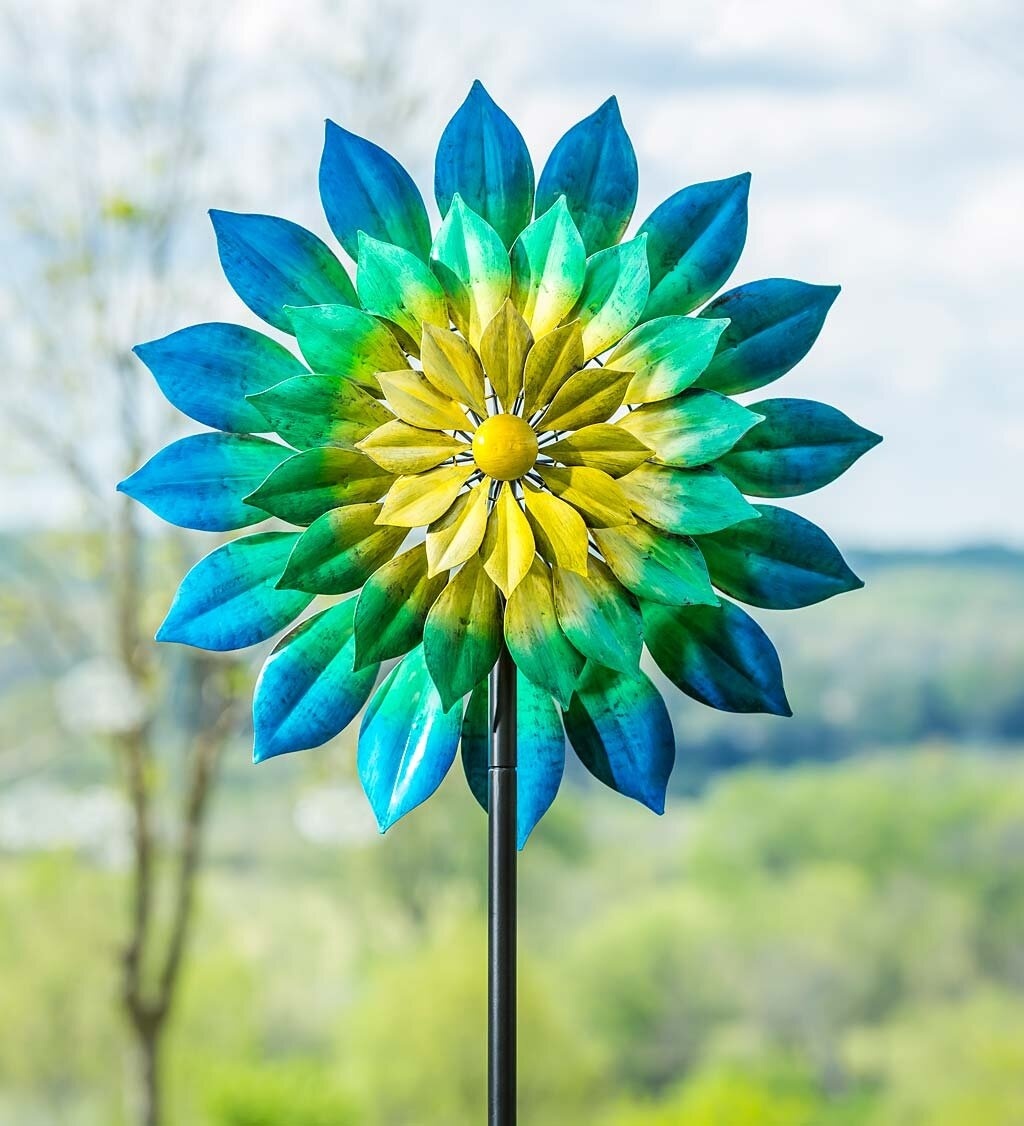 Wind and weather solar deals led flower wind spinner