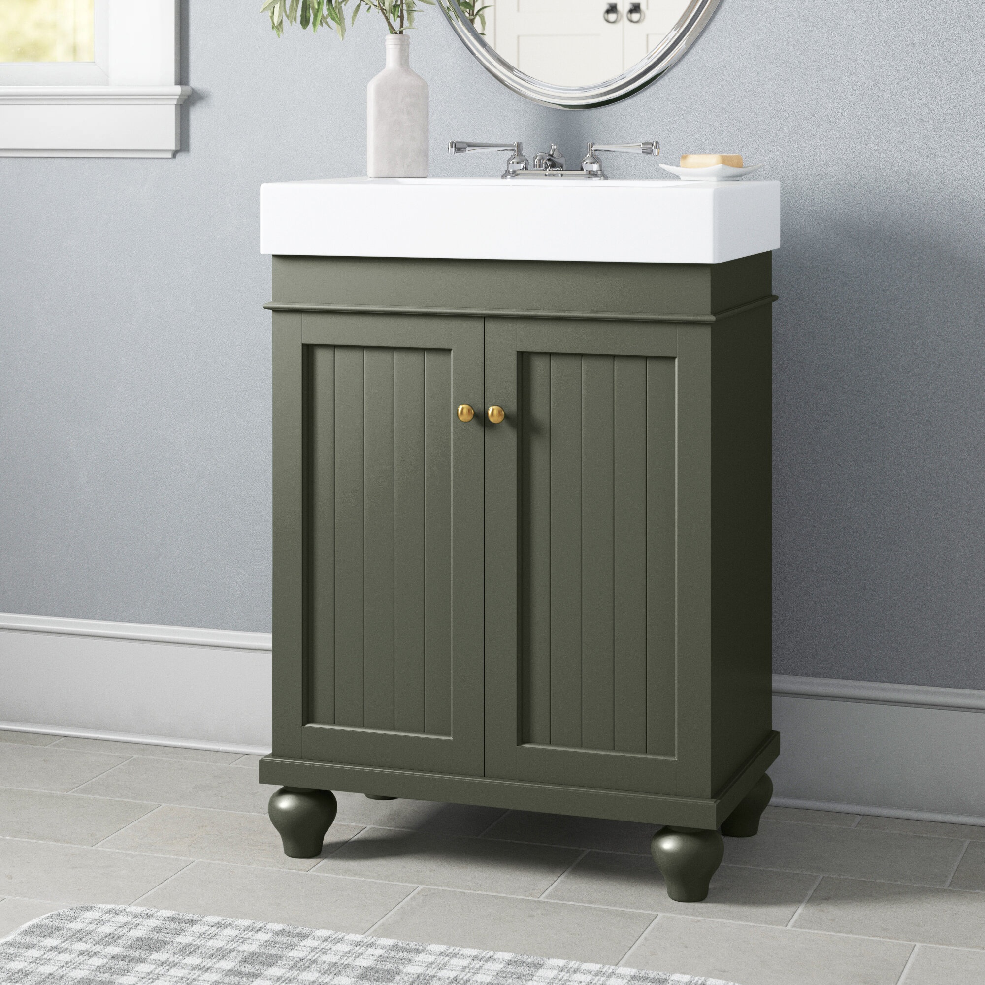 Narrow depth online bathroom vanity