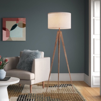 62.25 Kona Mid-century Modern Tripod Floor Lamp With Drum Shade