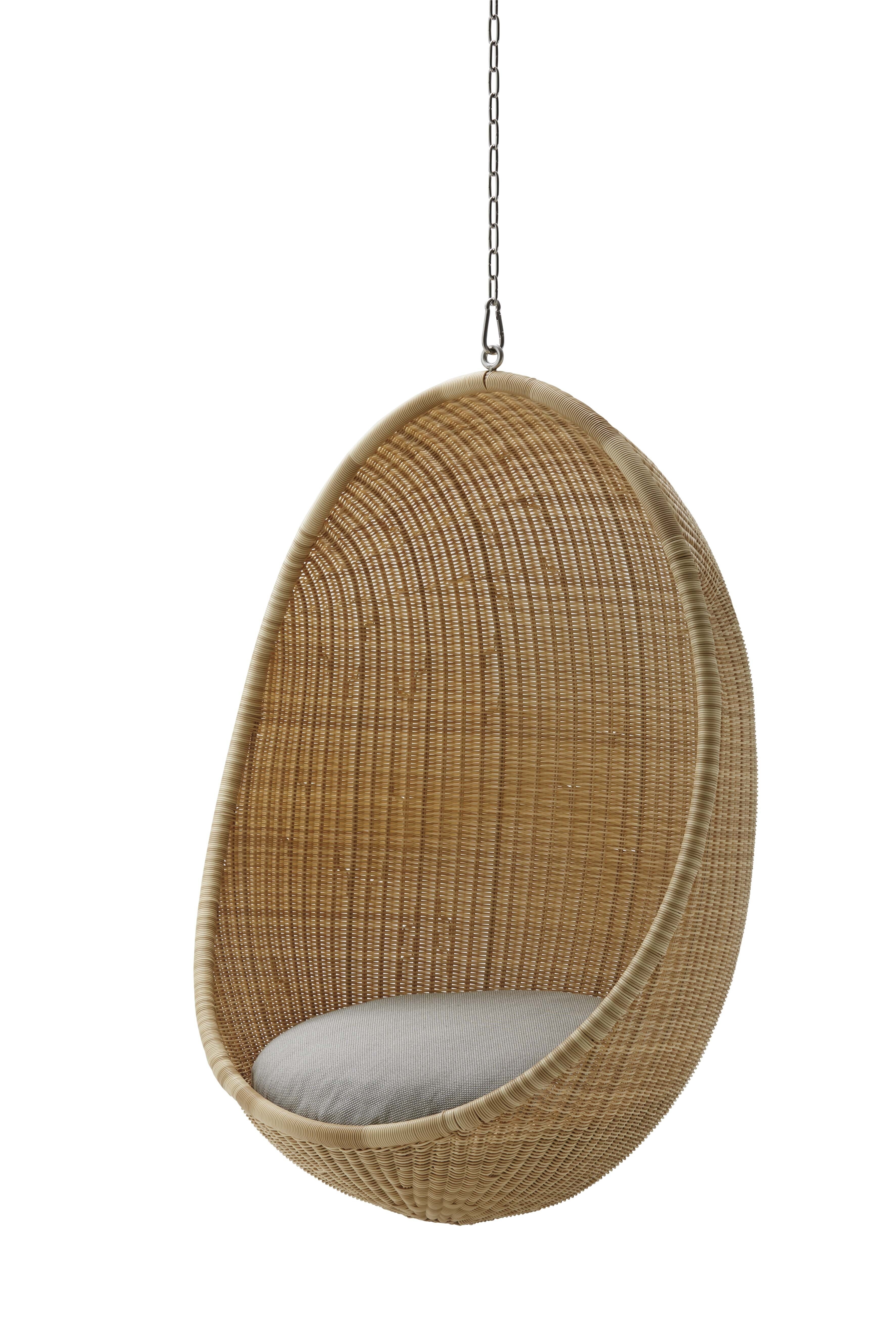 Nanna Ditzel Outdoor Hanging Egg Chair - Natural - Sunbrella Sailcloth Seagull Cushion with Chain