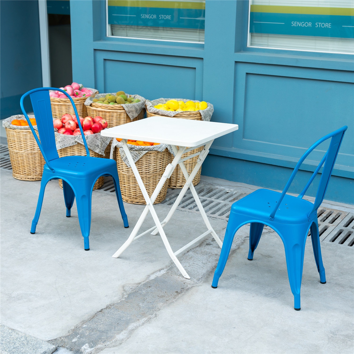 Novack Metal Slat Back Stacking Side Chair