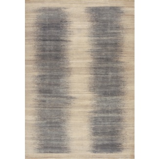 One-of-a-Kind Horizon Hand-Knotted 2000S 9'9" X 14'1" Wool Area Rug in Ivory/Gray