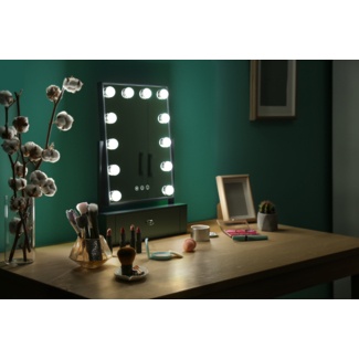 One Products Tabletop Makeup Mirror with Lights and Drawer, Beauty Mirror with 3 Lighting Modes