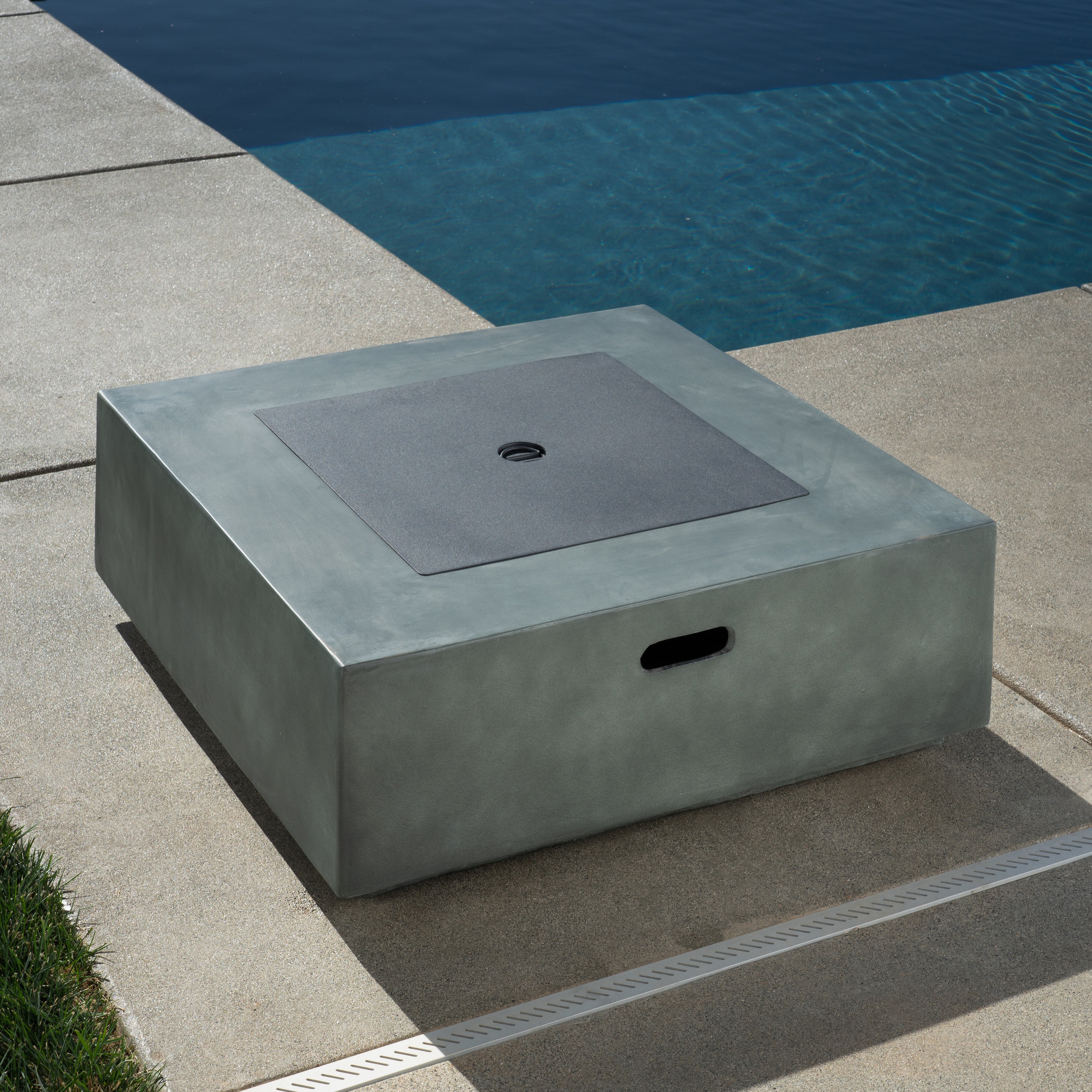 Onika 12.2'' H x 35.04'' W Concrete Propane Outdoor Fire Pit Table with Lid