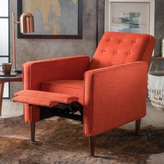 Orange Upholstered Recliner For Small Space
