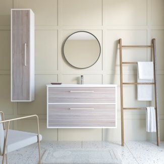 Orlana 40'' Wall Mounted Single Bathroom Vanity with Ceramic Vanity Top