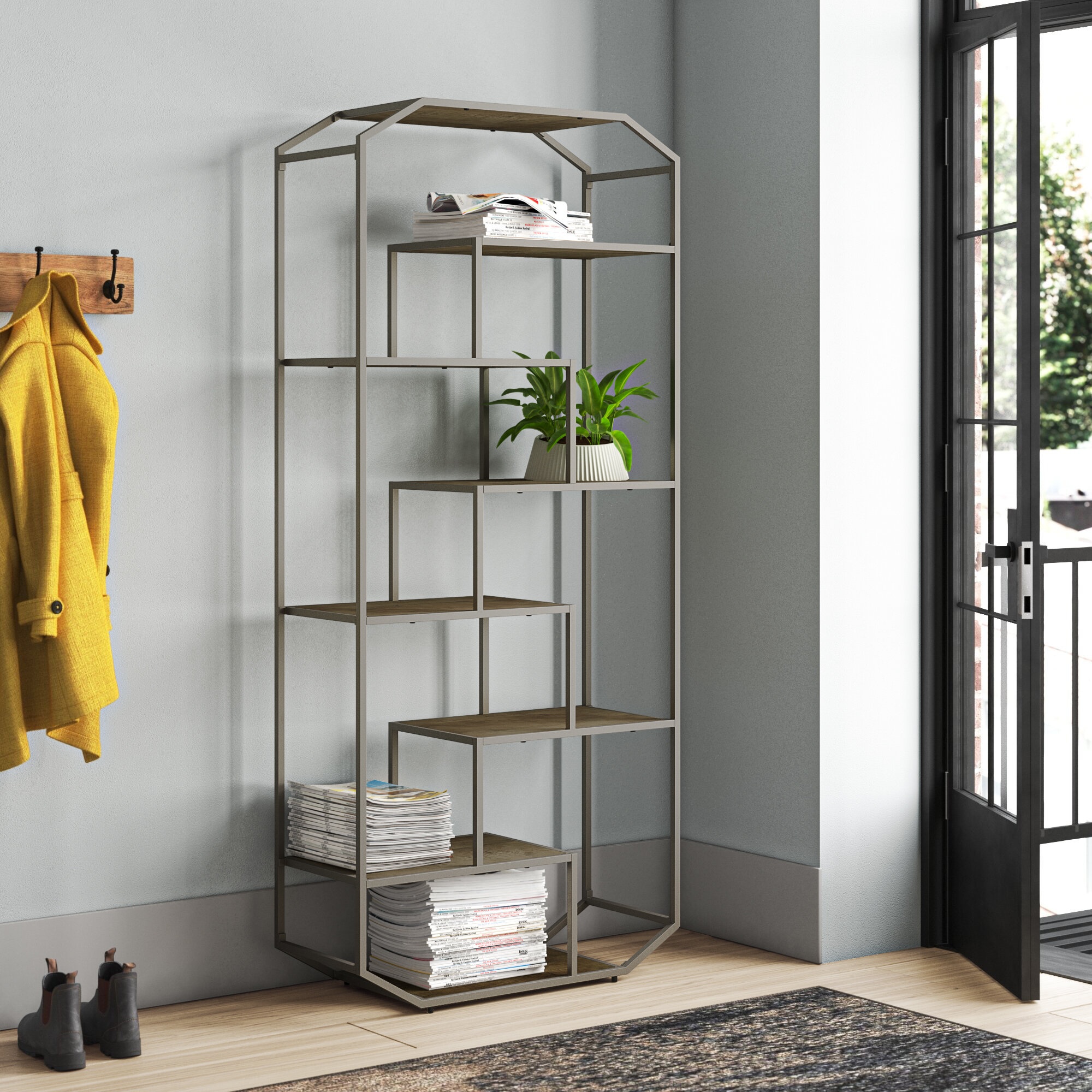 Otti 71.7'' H x 32.1'' W Steel Etagere Bookcase
