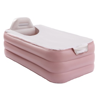 OUKANING Rectangular Inflatable Hot Tub in Pink