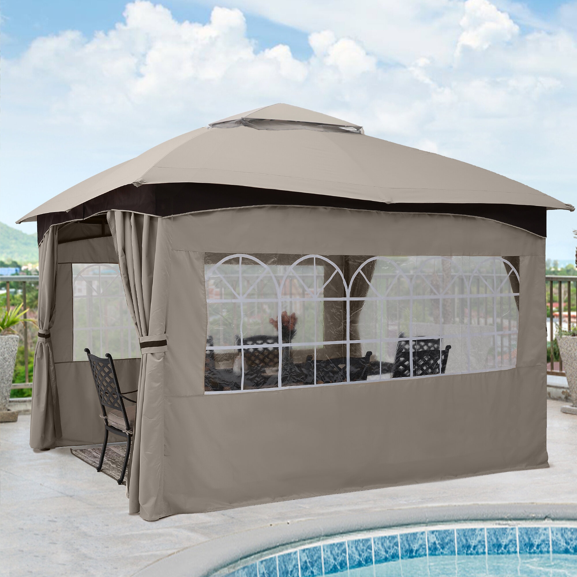 Outdoor 12 Ft. W x 10 Ft. D Steel Patio Gazebo