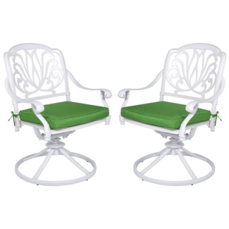 Outdoor Bistro Swivel Patio Furniture Cast Aluminum Dining Chairs with Cushions for Balcony, Lawn, Garden, Backyard