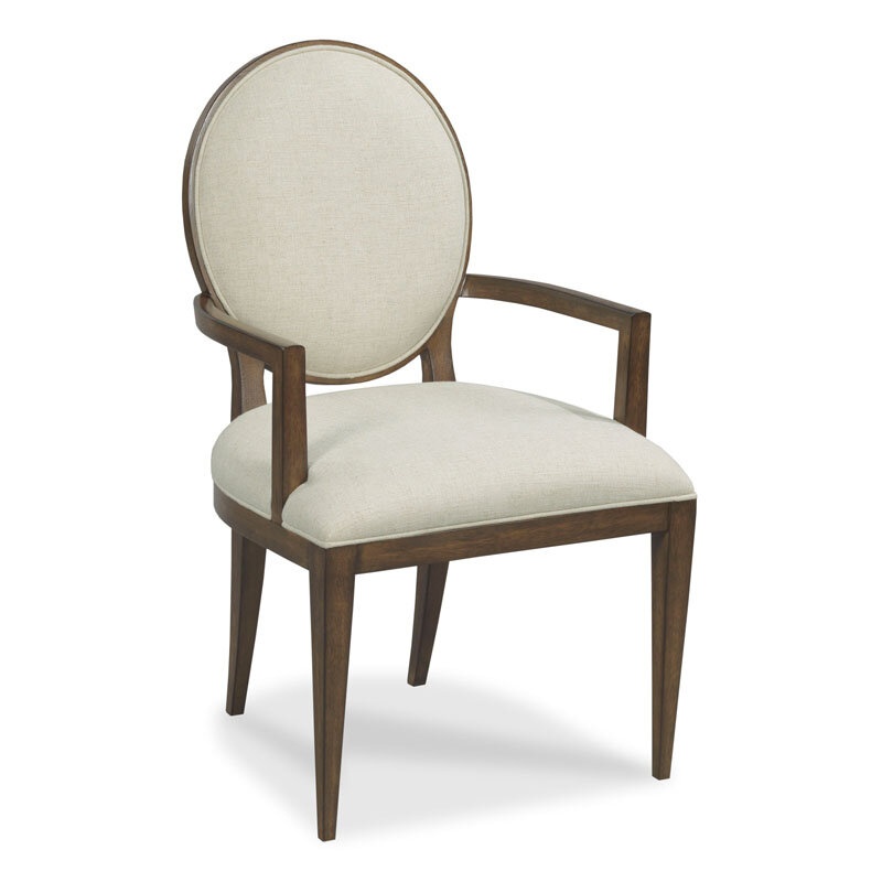 Ovale Linen King Louis Back Arm Chair in Repel Stainguard