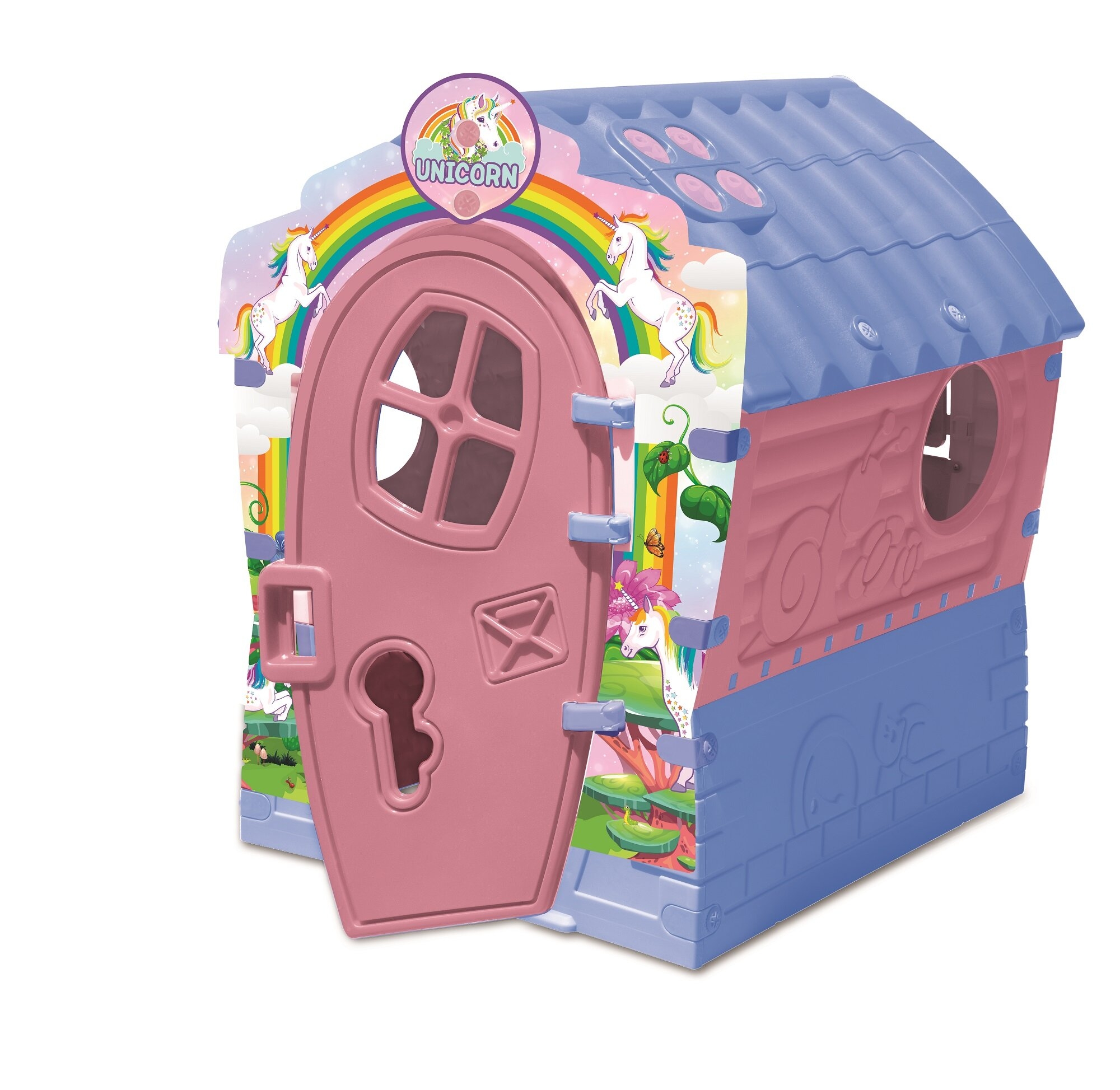 Palplay Unicorn Themed 3.08' x 2.91' Indoor/Outdoor Plastic Playhouse